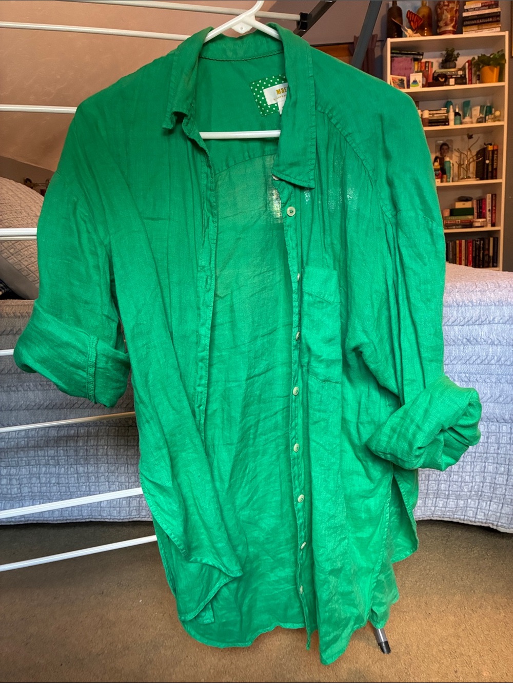 Anthropologie - Maeve linen Green Button-Up Shirt